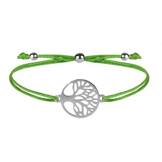 Šňůrkový náramek se stromem života zelená/ocelová Troli