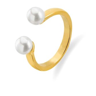 Otevřený pozlacený prsten s perlami VAAXA357G Troli
