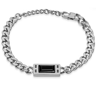 Stylový ocelový náramek s černým krystalem VESB0627S-A-PET Troli