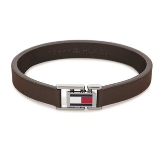 Hnědý kožený náramek s ocelovým zapínáním 2790430 Tommy Hilfiger