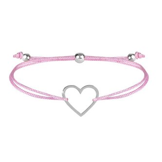 Šňůrkový náramek se srdíčkem růžová/ocelová Troli