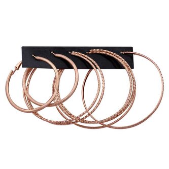 Luxusní sada kruhových náušnic Rose Gold (3 páry) Troli