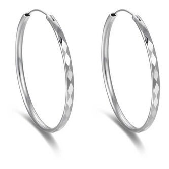 Nadčasové kruhové náušnice ze stříbra AGUC2271 Beneto / Průměr: 6 cm