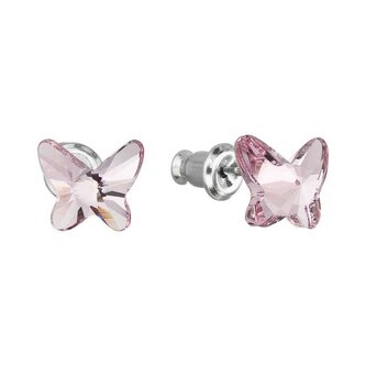Náušnice s světle růžovými krystaly Swarovski Motýl 51048.3 light rose Evolution Group