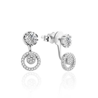 Luxusní stříbrné náušnice se zirkony 2v1 AGUP911 Beneto