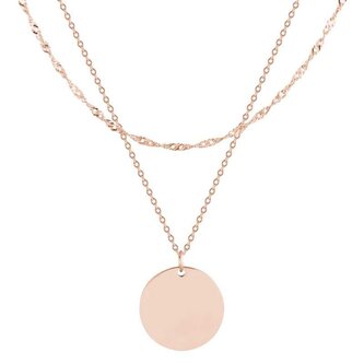 Pozlacený dvojitý náhrdelník z oceli s kruhovým přívěskem Troli