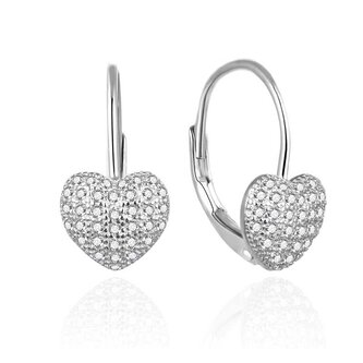 Stříbrné visací náušnice Srdíčka se zirkony AGT-E195LW Agato