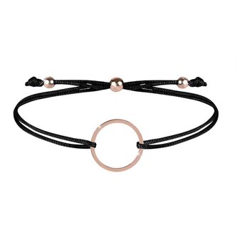 Šňůrkový náramek s kruhem černá/bronzová Troli