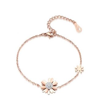 Půvabný bronzový náramek s kytičkami VSB006R-PET Troli