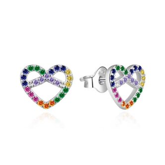 Srdíčkové stříbrné náušnice s barevnými zirkony AGT-E173PC Agato