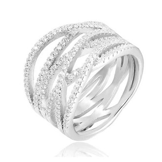 Stříbrný prsten se zirkony AGG341 Beneto / Obvod: 54 mm - 54 mm