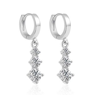 Stříbrné kruhové náušnice s čirými zirkony AGT-E069KW Agato