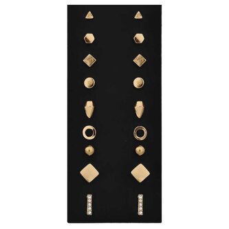 Sada pozlacených minimalistických náušnic / pecky Gold (9 párů) Troli