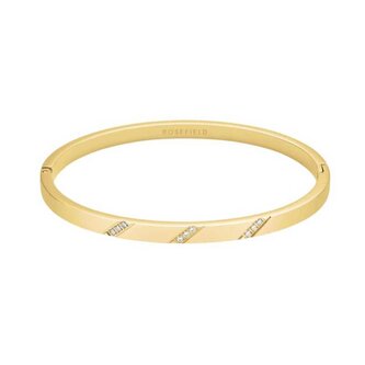 Pozlacený pevný náramek s krystaly JBLCG-J1043 Rosefield