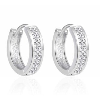 Půvabné stříbrné kruhy s čirými zirkony AGT-E059KW Agato