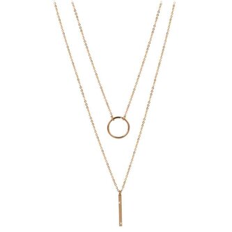 Dvojitý náhrdelník se stylovými přívěsky z pozlacené oceli Troli