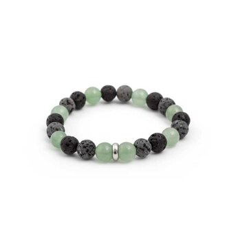 Korálkový náramek z lávového kamene a avanturínu MINK99 Agato / Délka: 19 cm