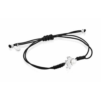 Černý kabala náramek s medvídkem a perlou Nocturne 1002110900 Tous