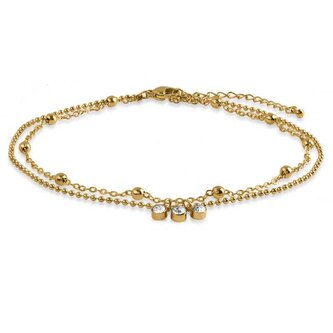 Dvojitý pozlacený náramek na nohu se zirkony Troli