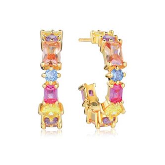 Pozlacené náušnice s barevnými kubickými zirkony Ivrea SJ-E12312-XCZ-YG Sif Jakobs