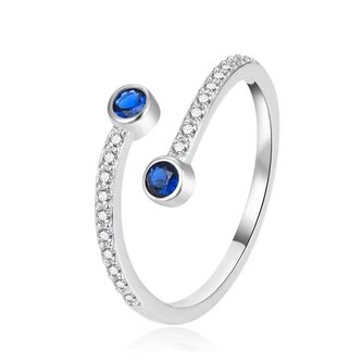 Moderní otevřený stříbrný prsten se zirkony AGT-R61BL Agato / Obvod: 52 mm - 52 mm