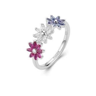 Stříbrný květinový prsten s kubickými zirkony Gaia RZGA81 Rosato / Obvod: 58 mm - 58 mm