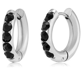 Moderní kruhové náušnice s černými zirkony VAAJDE201822S-BK Troli