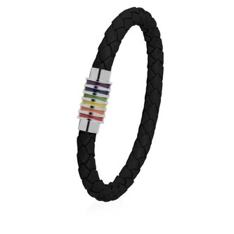 Černý kožený náramek s magnetickou sponou Troli