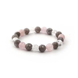 Korálkový náramek z růženínu, nefritu a kříšťálu MINK125/17 Agato