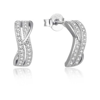 Moderní stříbrné náušnice s čirými zirkony AGUP2261 Beneto