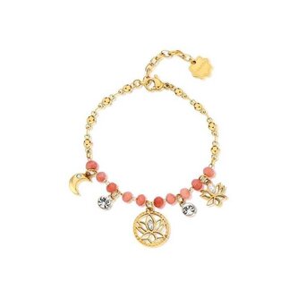 Půvabný pozlacený náramek s korálky a přívěsky Chakra BHKB137 Brosway