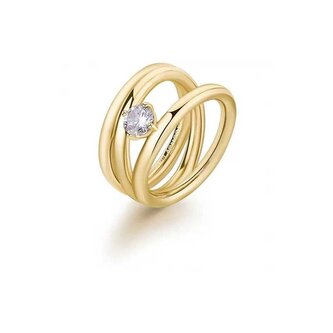 Masivní pozlacený prsten se zirkonem Ribbon BBN46 Brosway / Obvod: 56 mm - 56 mm