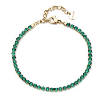 Tenisový pozlacený náramek se zelenými zirkony Desideri BEI102 Brosway