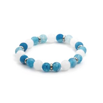 Korálkový náramek z modrého achátu a nefritu MINK13/17 Agato