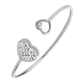 Pevný ocelový náramek se srdíčky ocelová/čirá Troli