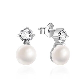 Půvabné stříbrné náušnice se sladkovodní perlou AGT-E221PW-P Agato