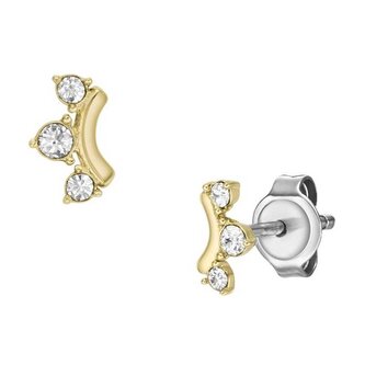 Slušivé pozlacené náušnice s krystaly JF04596710 Fossil