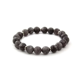 Korálkový náramek z šedého nefritu MINK87 Agato / Délka: 19 cm