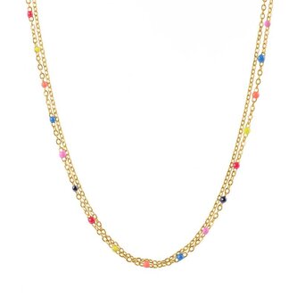 Pozlacený dvojitý náhrdelník se smaltovými korálky Troli