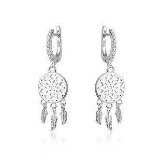 Stříbrné náušnice se zirkony lapače snů AGUC1976 Beneto