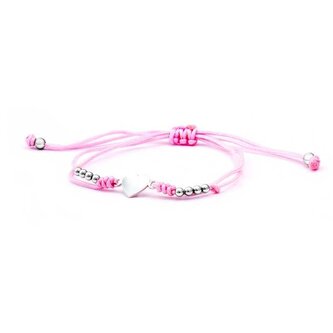 Šňůrkový růžový kabala náramek Srdce AGB541 Beneto Exclusive