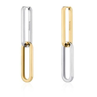 Dlouhé oválné bicolor náušnice z oceli Emphasis BEH21 Brosway