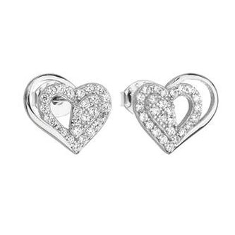 Stříbrné náušnice se zirkonem bílé srdce 11115.1 Evolution Group