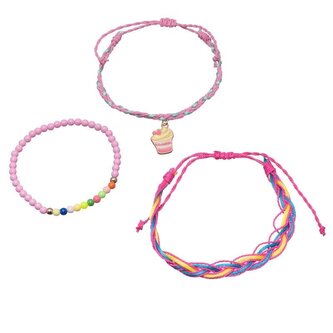 Růžový set náramků pro dívky Cupcake (3 ks) Troli