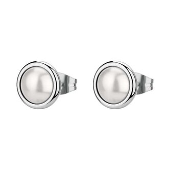 Ocelové peckové náušnice s perličkami Essential BNL148 Brosway