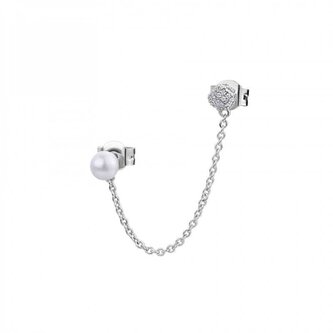 Módní stříbrná single náušnice s perlou Azzurra RZAZ021 Rosato