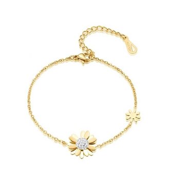 Půvabný pozlacený náramek s kytičkami VSB006G-PET Troli
