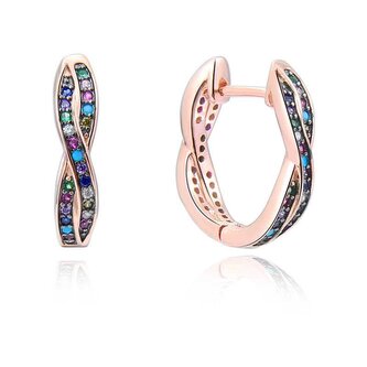 Krásné pozlacené náušnice ze stříbra se zirkony AGUC2252-ROSE Beneto