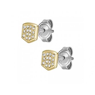 Slušivé pozlacené náušnice s krystaly Heritage JF04532710 Fossil