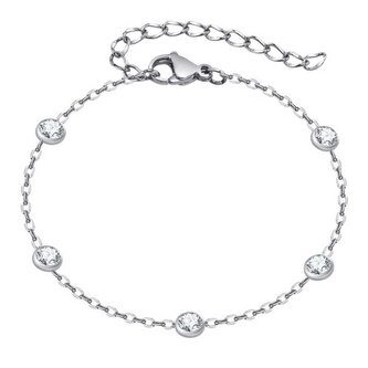Půvabný ocelový náramek se zirkony Troli